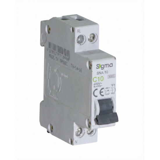 Sigma 1P+N 4.5kA Nötr Kesmeli Otomatik Sigorta (18mm Dar Tip) - C Tipi (6A-32A Seçenekli)