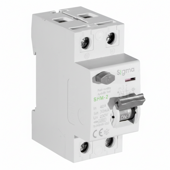 Sigma 300mA Yangın Koruma Kaçak Akım Şalteri 2P 6kA Selektif Gecikmeli (25A - 100A Tam AC Tipi Seri)