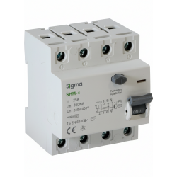 Sigma 300mA Yangın Koruma Kaçak Akım Şalteri - 4P Trifaze - 10kA Sanayi Tipi - 25A / 125A Tam Seri - Çift İndikatörlü (AC Tipi)