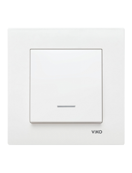 Viko Karre Işıklı İki Kutuplu Anahtar - 2 Kutuplu (Faz+Nötr Kesicili) - Beyaz ve Krem Seçenekli