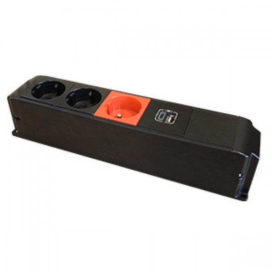 Çetinkaya P10 06 02 Alüminyum Priz Blokları 6 Modül Siyah 55x243x50