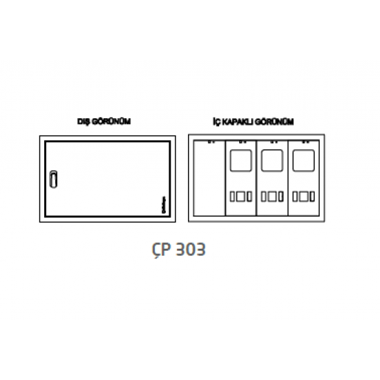 Çetinkaya ÇP 303 Metal Su ve Sayaç Dağıtım Panosu - S.Ü. 3 Modül - Dayanıklı Kutu