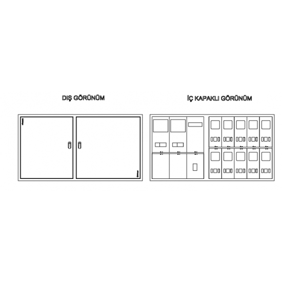 Çetinkaya ÇP 410 Metal Su ve Elektrik Sayacı Dağıtım Panosu - Ev Tipi 10 Mnf + 2 Trf