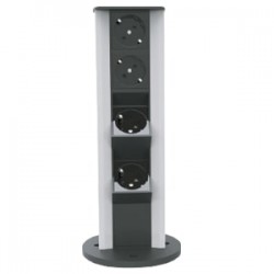 Çetinkaya P04 08 01 Kule Tipi Bürotik Blok 8 Modül Fırçalı Priz Kasası Eloksal