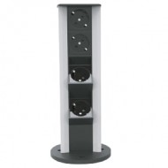 Çetinkaya P04 16 01 Kule Tipi Bürotik Blok Fırçalı Priz Kasası 16 Modül Eloksal