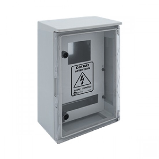 Çetinkaya ÇP 5215 Çatılı Sayaç Panosu 35x50x19,5 cm 1 Trifaze 14 Sigorta Şeffaf Kapaklı ABS Pano