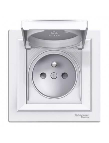 Schneider Asfora - UPS Priz, 16A, IP44, Çerçeveli - Beyaz
