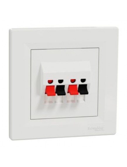 Schneider Asfora – İkili Hoparlör Prizi, Çerçeveli – Beyaz