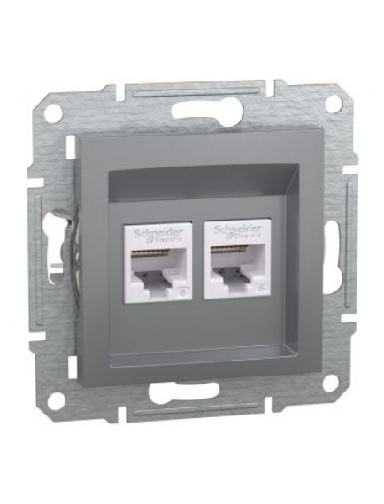 Schneider Asfora – İkili RJ45 Cat6 UTP – Çelik