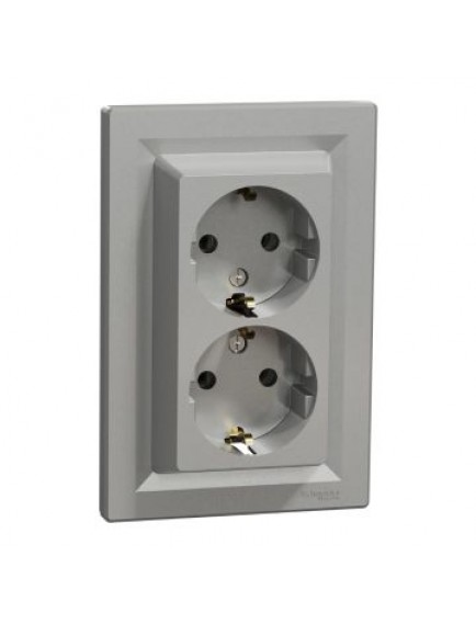 Schneider Asfora – İkili Topraklı Priz, 16A, Çerçeveli – Alüminyum
