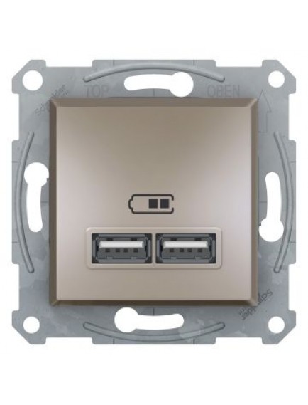 Schneider Asfora – İkili USB Priz Type A, 2,1A – Bronz