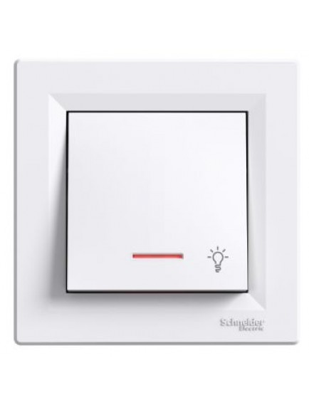 Schneider Asfora – Işık İşaretli Işıklı Liht Buton, Çerçeveli – Beyaz