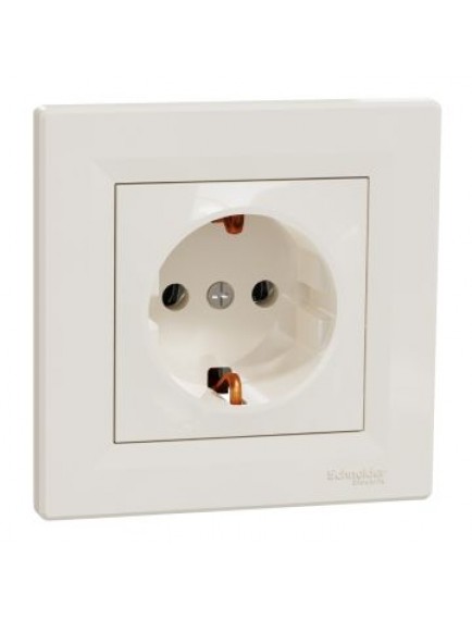 Schneider Asfora – Topraklı Priz, 16A, Çerçeveli – Krem