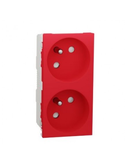 Schneider Yeni Unica, 2 Çocuk Korumalı Topraklı priz 45º UPS Kırmızı