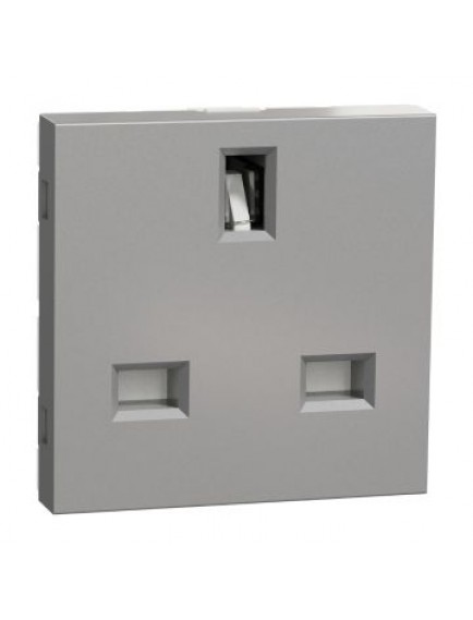 Schneider Yeni Unica, İngiliz tipi Topraklı Priz, 15A, Alüminyum