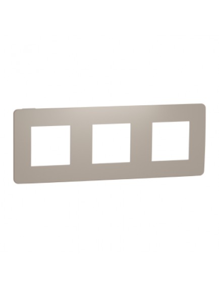 Schneider Yeni Unica, Studio Color Üçlü Çerçeve, Boz Kahverengi/Beyaz