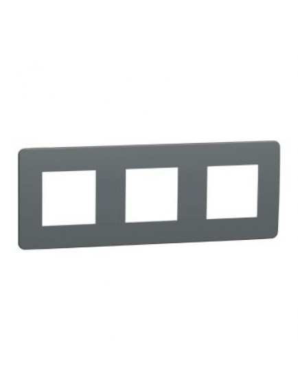 Schneider Yeni Unica, Studio Color Üçlü Çerçeve, Koyu Gri/Beyaz