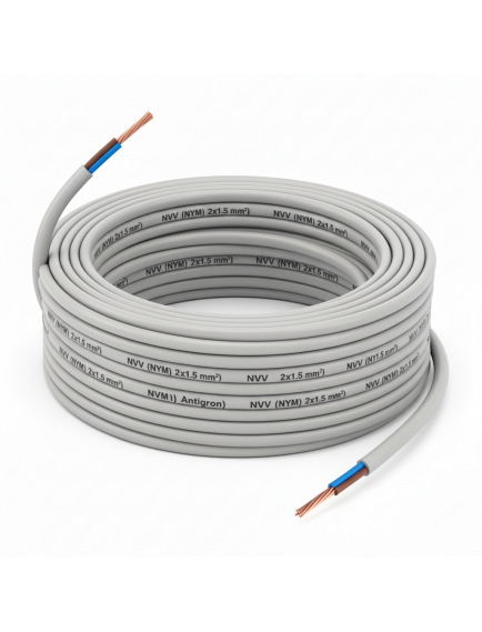 Öznur 2x1.5 mm² NVV (NYM)  PVC İzoleli, Çok Damarlı, Bir veya Çok Telli Bakır İletkenli Tesisat Kabloları (Antigron)