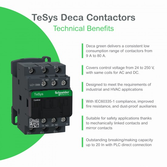 Schneider TeSys D kontaktör - 4P(2 NA + 2 NK) - AC-1 - <= 440 V 40 A - 220 V AC bobin