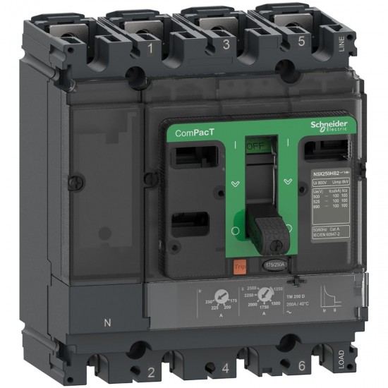 Schneider ComPacT Şalter NSX100N 50kA AC 4P3D 16A TMD - Kompakt Devre Kesici