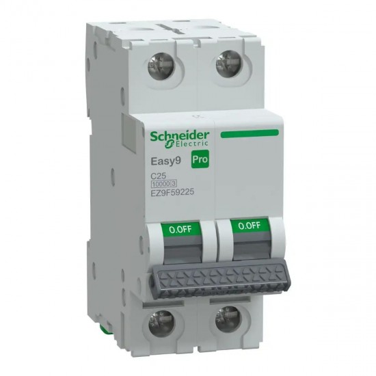 Schneider Otomatik Sigorta Easy9 Pro 10kA C-Eğrisi 2 Kutuplu 25A