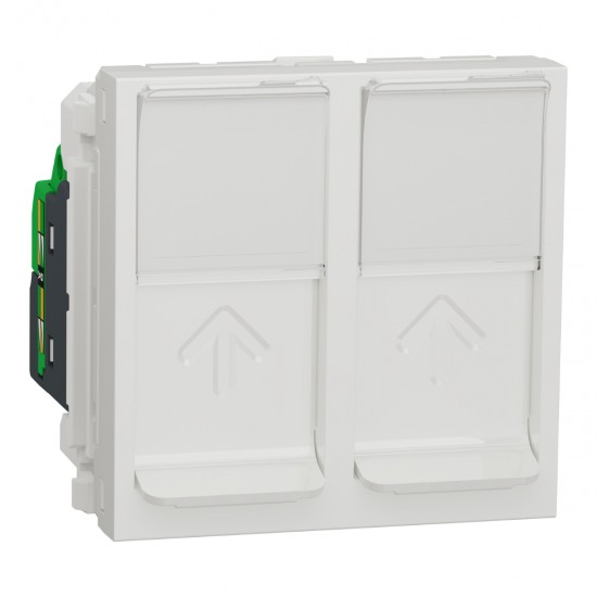 Schneider Yeni Unica 2xRJ45 Cat5e UTP Data Prizi, 2 Modül, Beyaz