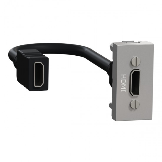 Schneider Yeni Unica HDMI Konnektörlü Priz 1 Modül Alüminyum Sıva Altı Anahtar