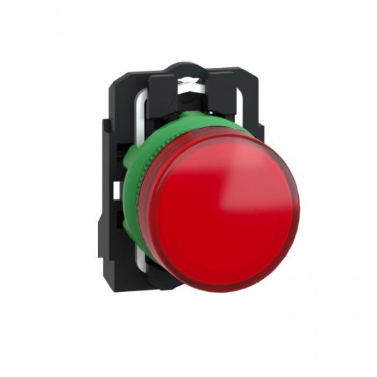 Schneider Işıklı Buton Harmony XB5, Gri Plastik, Kırmızı, 22mm, Entegre LED, 110-120V AC
