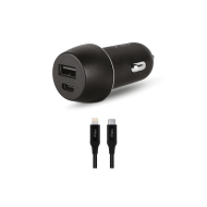 ttec SmartCharger Duo PD 32W Araç Hızlı Şarj Aleti USB-C+USB-A   + USB-C Lightning Kablo Siyah