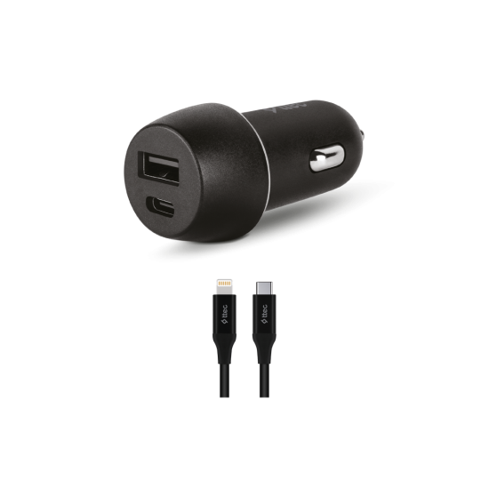 ttec SmartCharger Duo PD 32W Araç Hızlı Şarj Aleti USB-C+USB-A   + USB-C Lightning Kablo Siyah