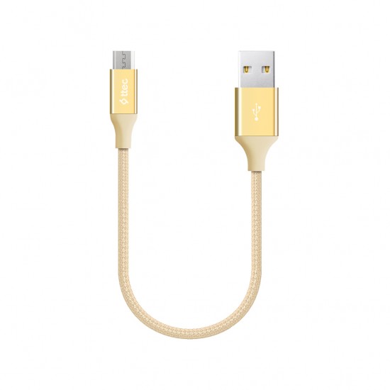 ttec AlumiCable Mini 30cm USB-A - Micro USB Şarj Kablosu Altın