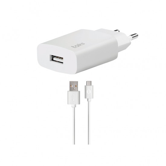 taks TS01 1.5A Seyahat şarj aleti  + USB-C kablolu Beyaz