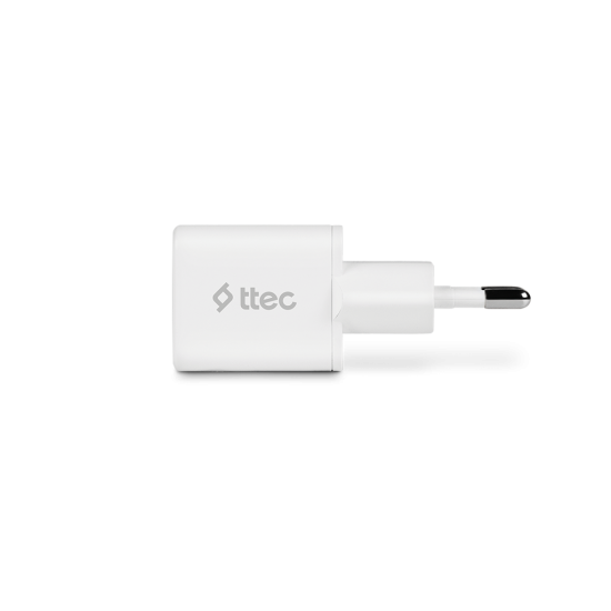 ttec SmartCharger GAN 20W PD Seyahat Hızlı Şarj Aleti + USB-C - USB-C 3A Kablo Beyaz