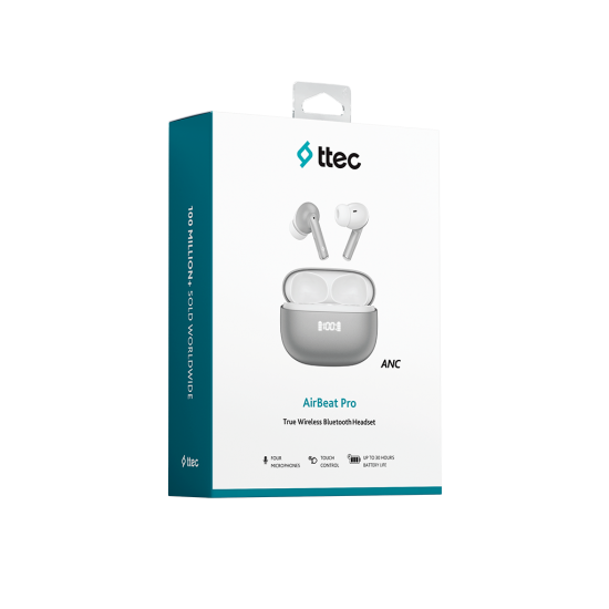 ttec AirBeat Pro ANC LCD Gerçek Kablosuz TWS Bluetooth Kulaklık- 2KM159 Gri