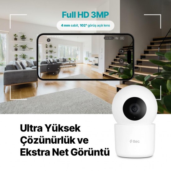 ttec Wizi Pro 2 Full HD 360° Tak Çalıştır Wi-Fi Akıllı Kamera US