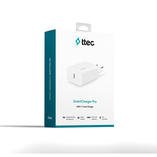 ttec SmartCharger PD 30W USB-C  Seyahat Hızlı Şarj Aleti Beyaz