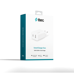 ttec SmartCharger Duo PD 32W Seyahat Hızlı Şarj Aleti USB-C + USB-A Beyaz