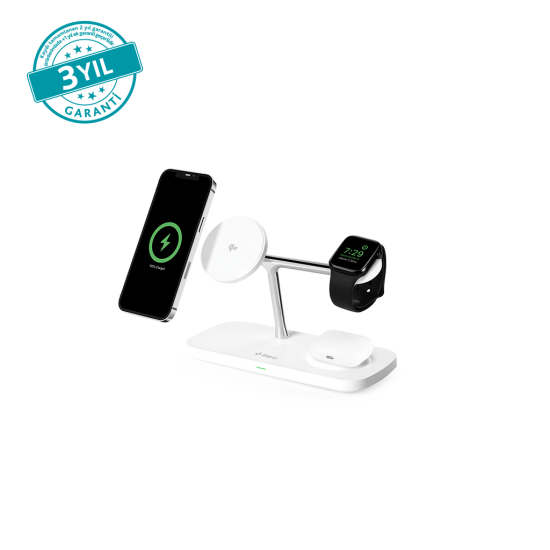 ttec AirCharger Trio Pro Qi2/MagSafe Özellikli 15W iPhone/Android Özellikli 3’ü 1 Arada iPhone + Apple Watch + AirPods Kablosuz Hızlı Şarj Standı - 2KS37B