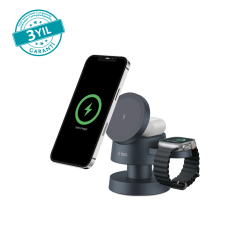 ttec AirCharger Quattro Mini MagSafe Uyumlu 4’ü 1 Arada iPhone + Apple Watch + AirPods LED Aydınlatmalı Kablosuz Katlanabilir Şarj Standı - 2KS36S