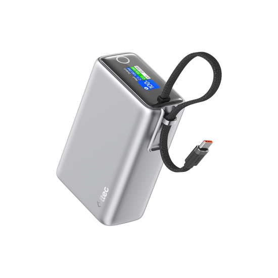 ttec ReCharger Pro Max TFT 25.000mAh PD 100W USB-C Dahili Kablolu Taşınabilir Hızlı Şarj Aleti / Powerbank – 2BB274