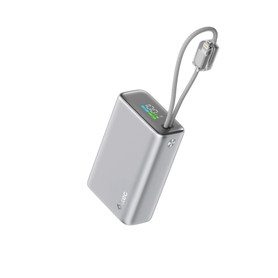 ttec ReCharger Pro Max TFT 20.000mAh PD 45W USB-C ve Lightning Dahili Kablolu Taşınabilir Hızlı Şarj Aleti / Powerbank – 2BB281