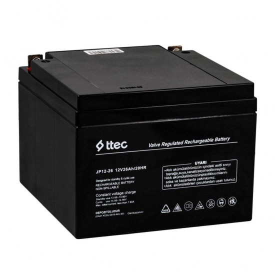 ttec 12vs 12V 26Ah BASE Bakımsız Kuru Akü (TSS)