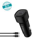 ttec SmartCharger PD 30W Araç Hızlı Şarj Aleti USB-C - USB-C 3A Kablo Siyah