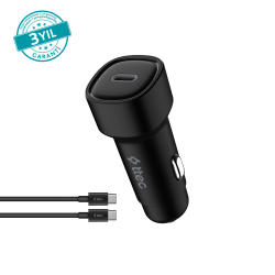 ttec SmartCharger PD 30W Araç Hızlı Şarj Aleti USB-C - USB-C 3A Kablo Siyah