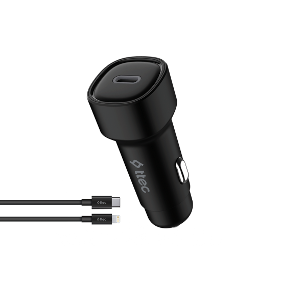 ttec SmartCharger PD 30W Araç Hızlı Şarj Aleti USB-C - Lightning Kablo Siyah