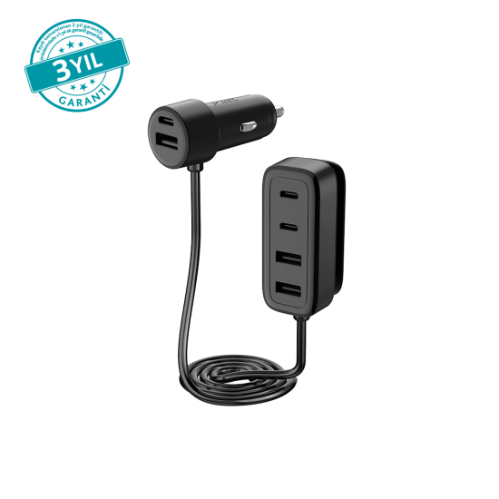ttec SmartCharger 6sı 1 Arada PD 90W Araç Hızlı Şarj Aleti 3 USB-C+3 USB-A