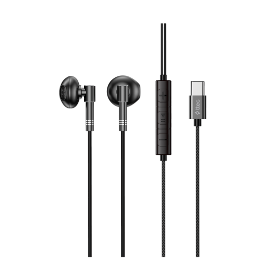 ttec Rio Fit Style USB-C Stereo Mikrofonlu Kulakiçi Kablolu Kulaklık Siyah