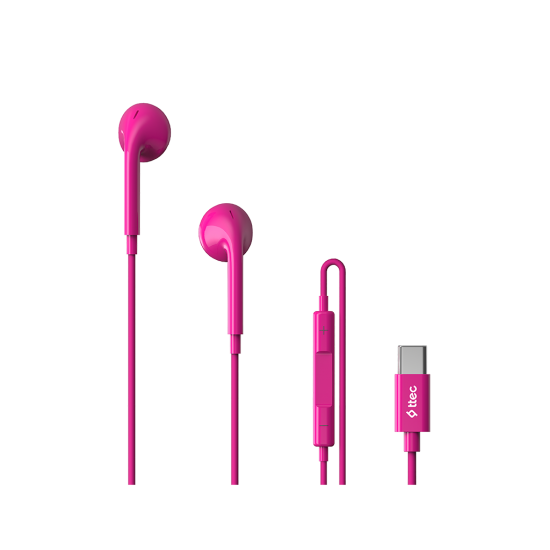 ttec Rio Fit USB-C Stereo Mikrofonlu Kulakiçi Kablolu Kulaklık Pembe