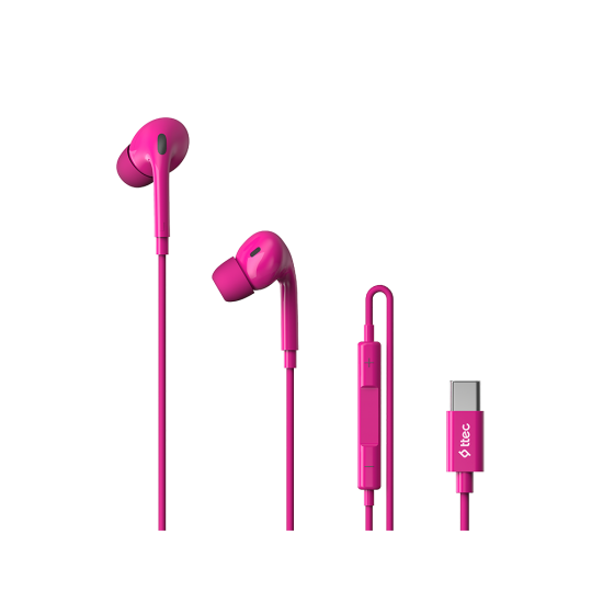 ttec Pop Fit USB-C Stereo Mikrofonlu Kulakiçi Kablolu Kulaklık Pembe