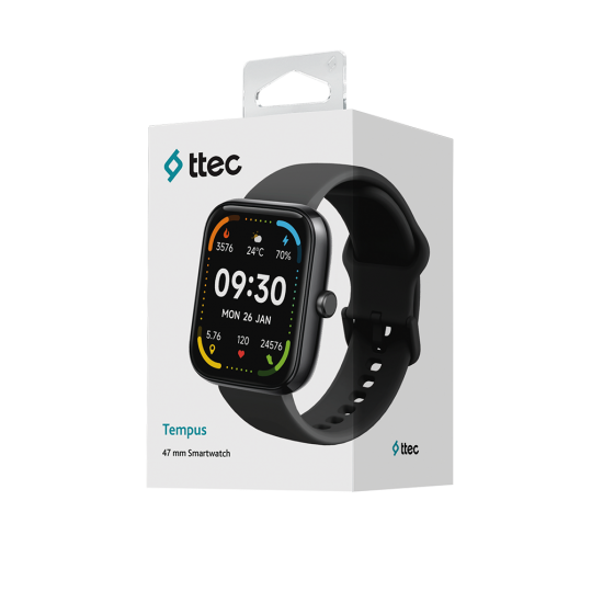 ttec Tempus 47 mm  Dikdörtgen Kasa Akıllı Saat 2S09W Siyah